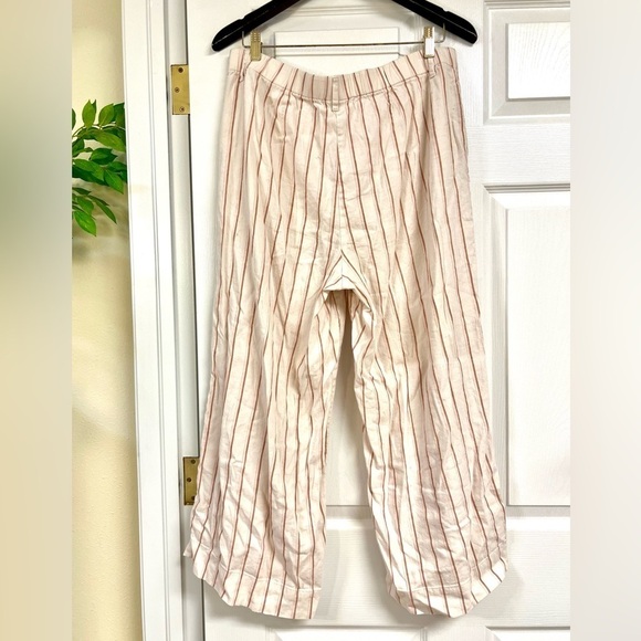 J. Jill Linen Stretch Pull on Pant neutral stripes women’s size L Tall wide leg - Picture 6 of 10